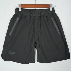 ESNTLS Mens Black Lined  Athletic Training‎ Shorts Size Medium Zipper Pockets